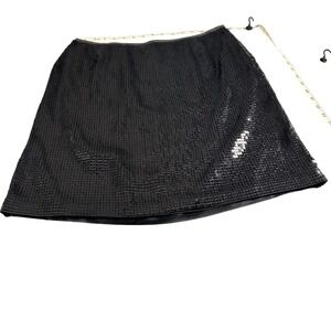 Ann Taylor Sequin Mini Skirt Womens 8 Black Y2K Party Holiday Shimmer evening